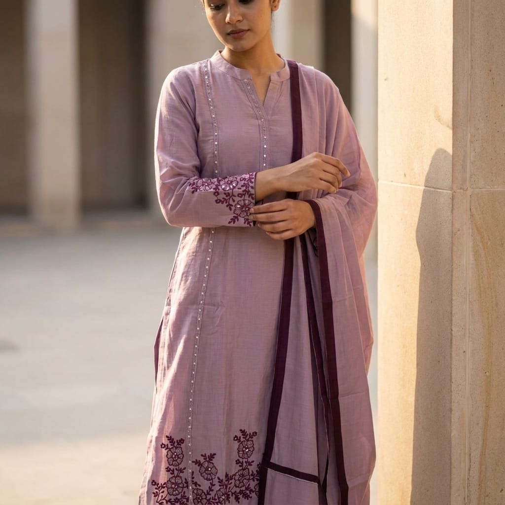 Baby Lavender Cotton Silk Salwar | 11307