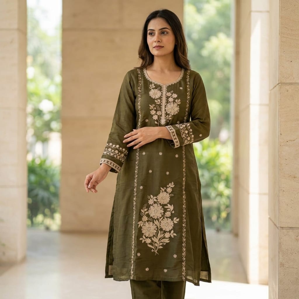 Green Cotton Silk Salwar | 11298