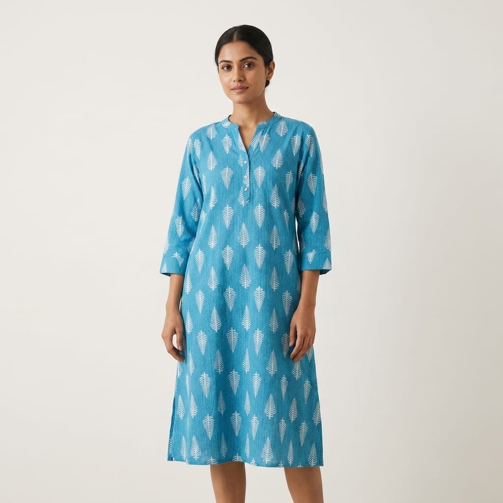 Blue Cotton Kurti