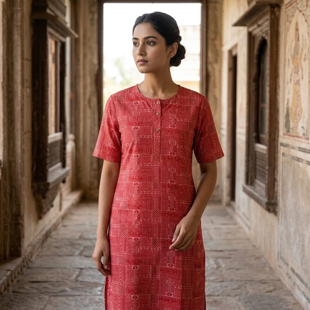 Red Rayon Kurti