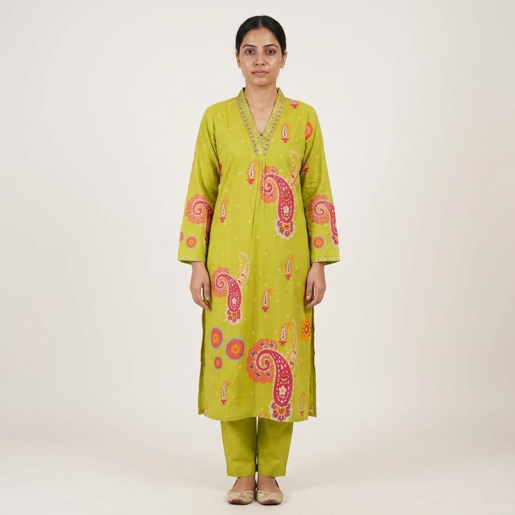 Parrot Green Cotton Co-ord Set