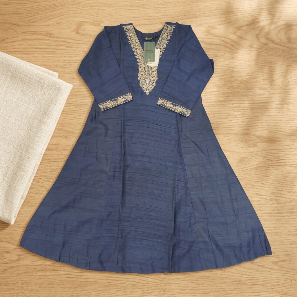 Blue Cotton Silk Kurti