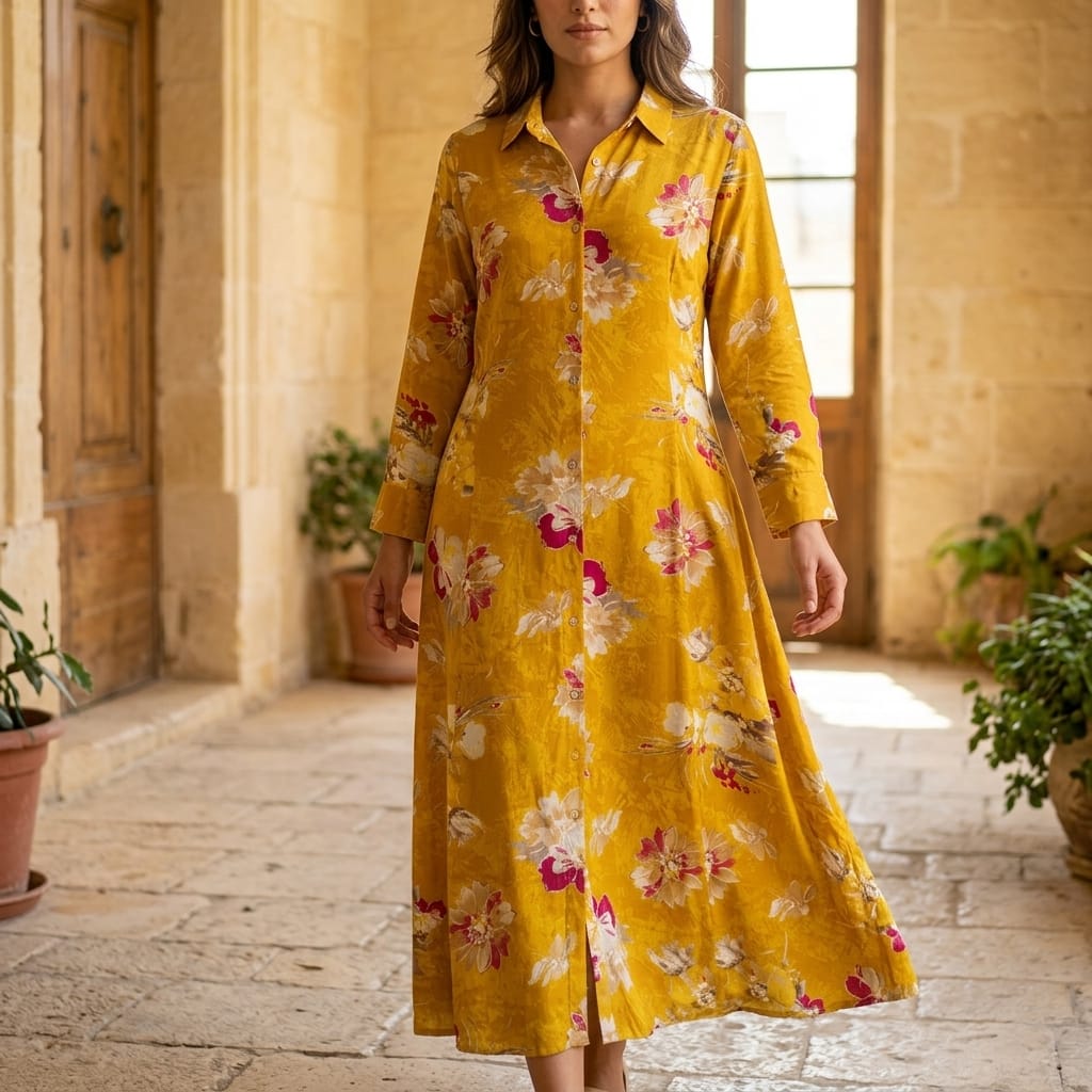 Yellow Rayon Anarkali