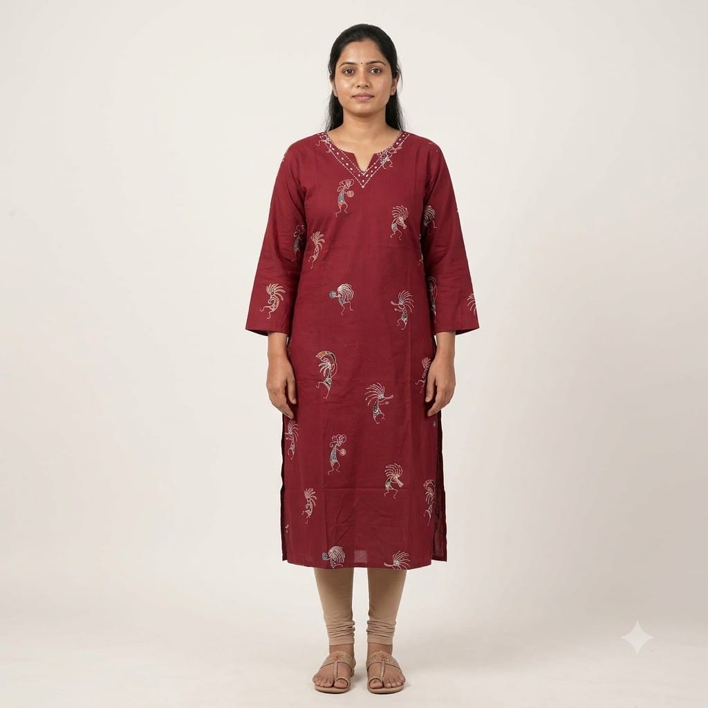 Maroon Cotton Kurti | 11447