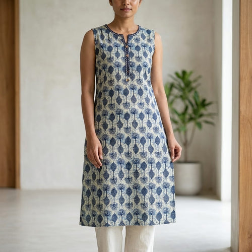 Beige Cotton Kurti