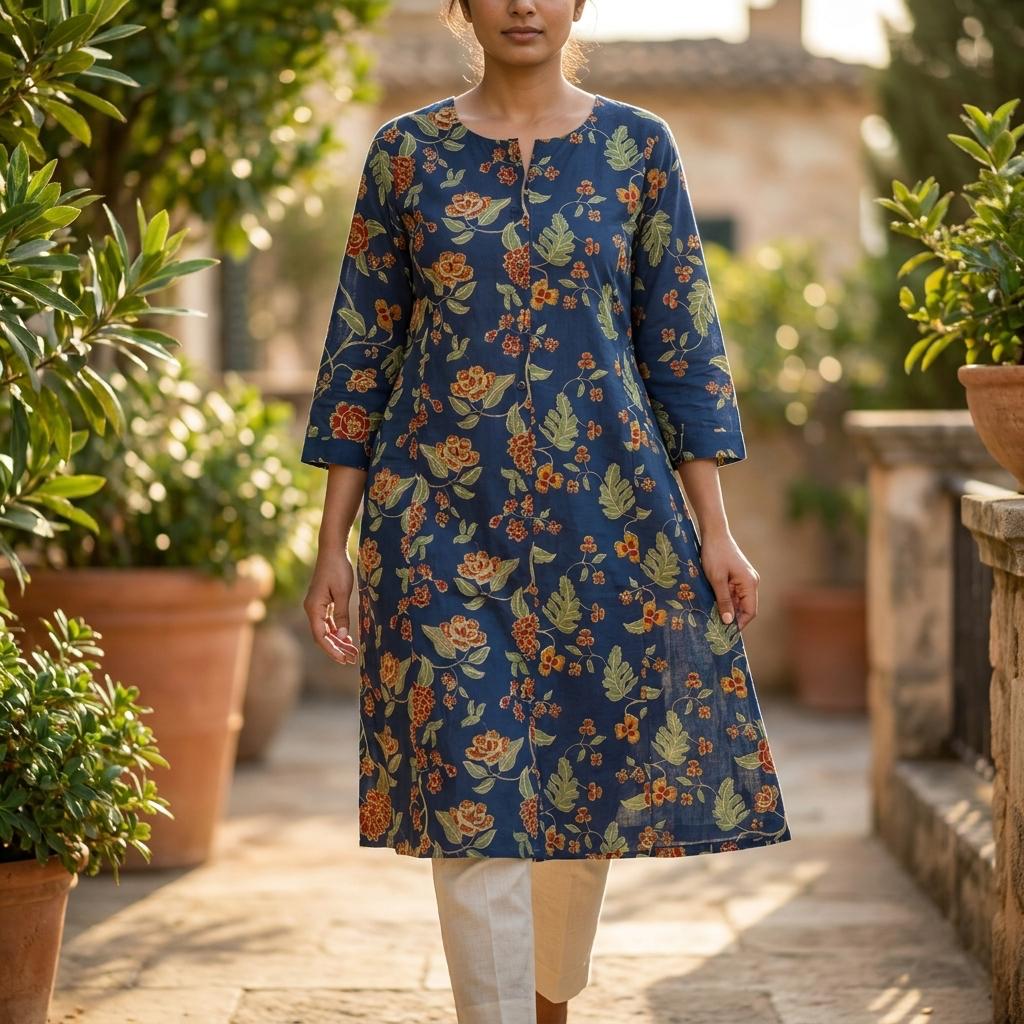 Blue Cotton Kurti