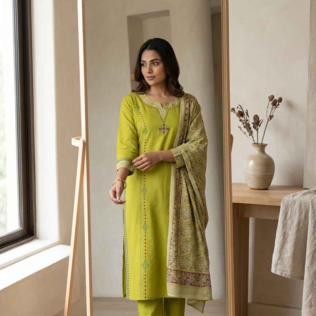 Parrot Green Cotton Salwar