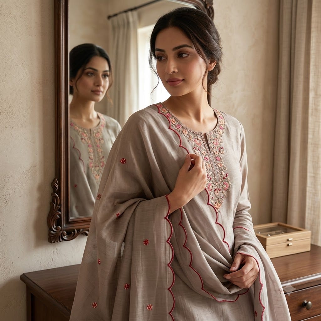 Taupe Cotton Silk Salwar | 11356