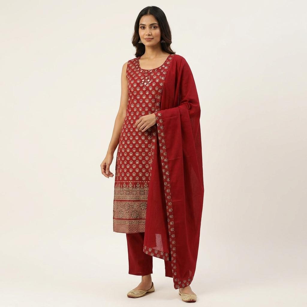 Red Cotton Salwar
