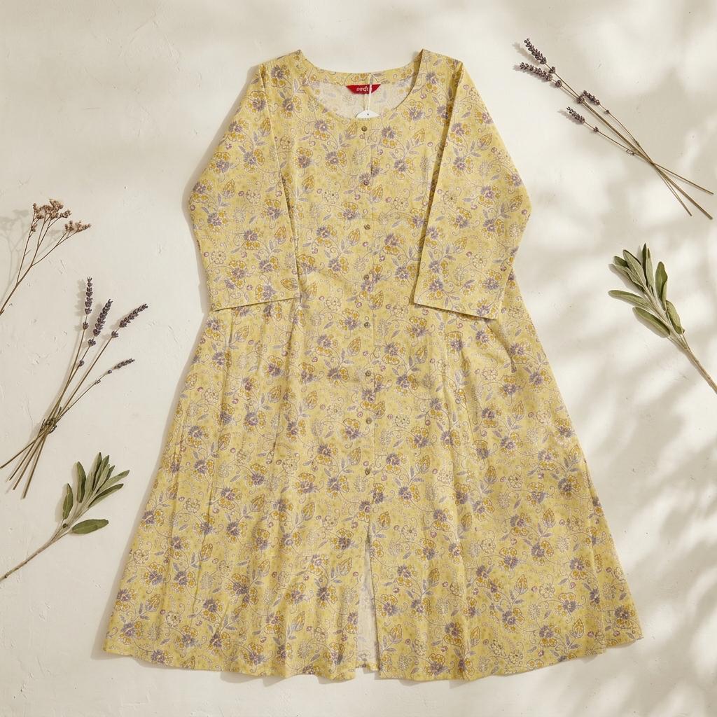 Yellow Cotton Kurti