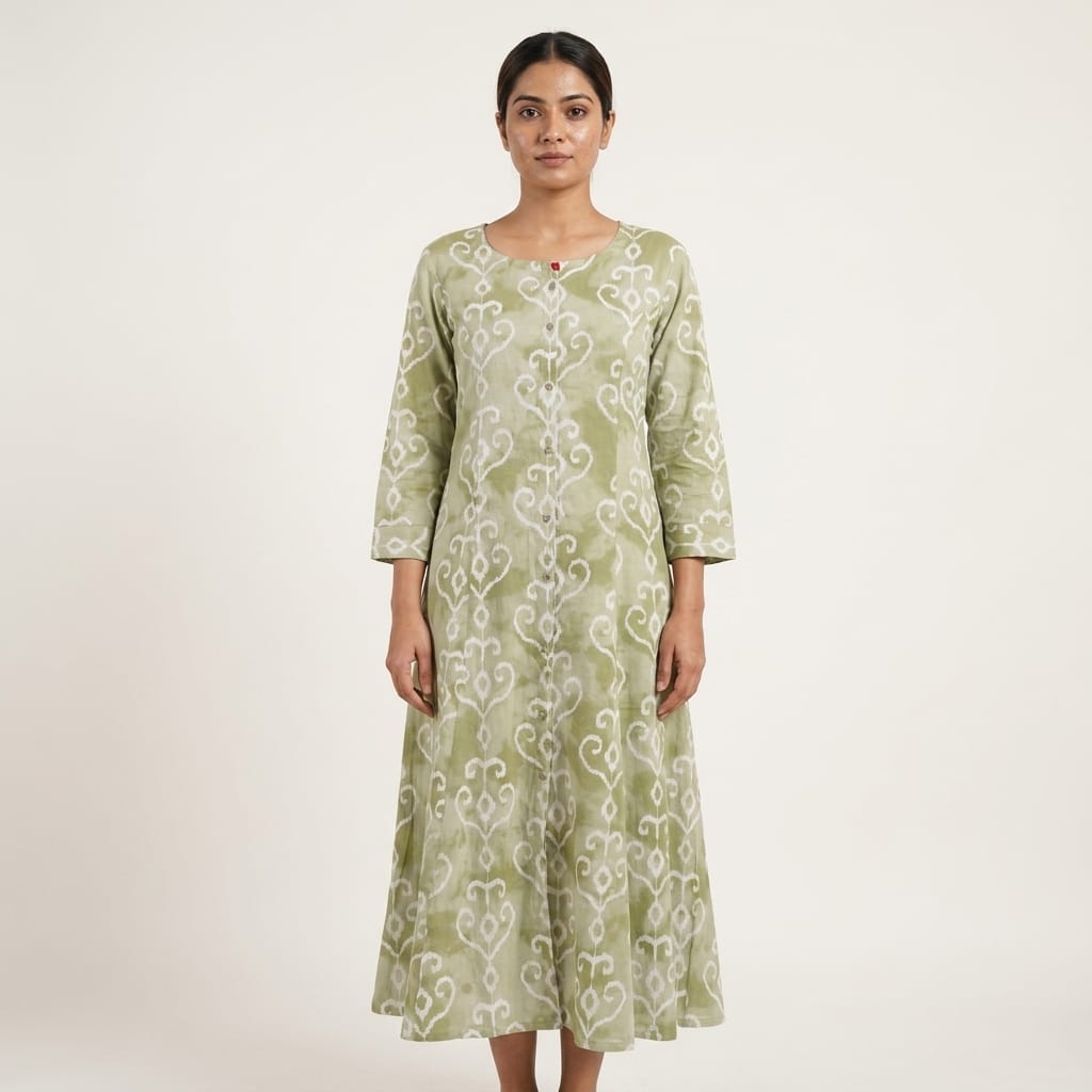 Olive Green Cotton Kurti