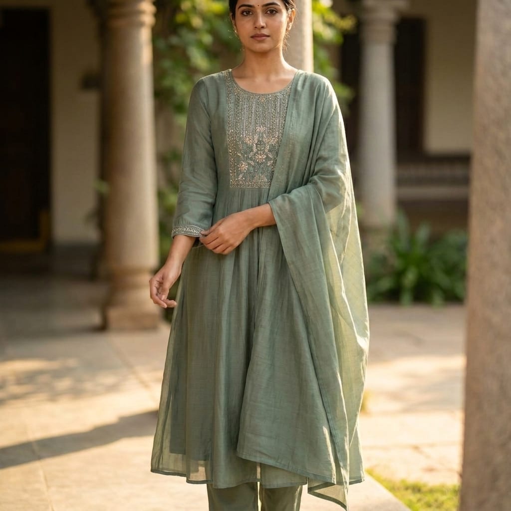 Sage Green Chanderi Silk Salwar| 11300