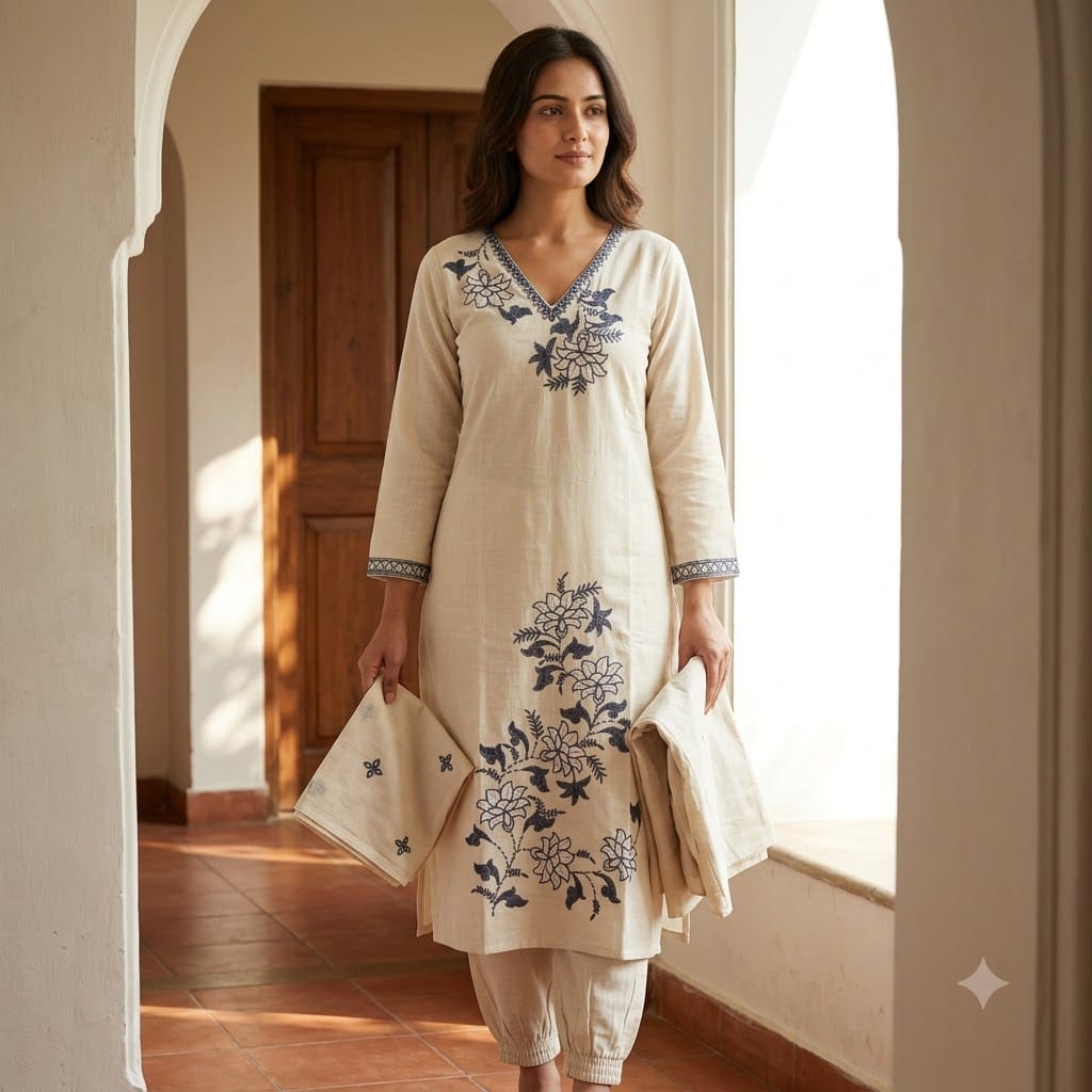 Cream Cotton Silk Salwar | 11405