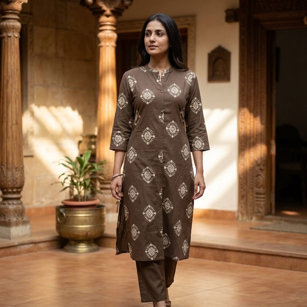 Brown Rayon Co-ord Set