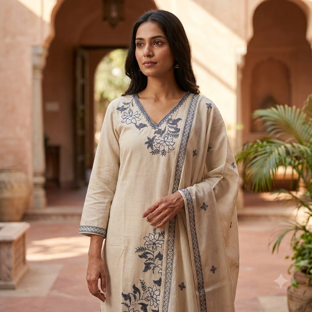 Cream Cotton Silk Salwar | 11405