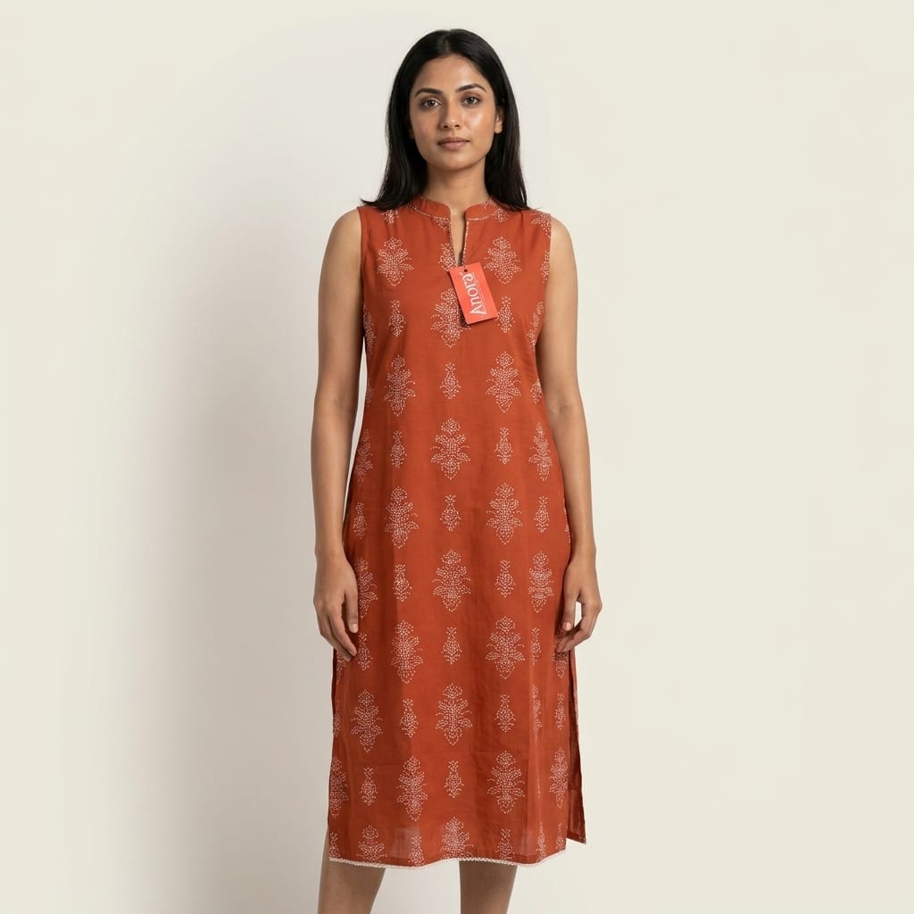 Orange Cotton Kurti