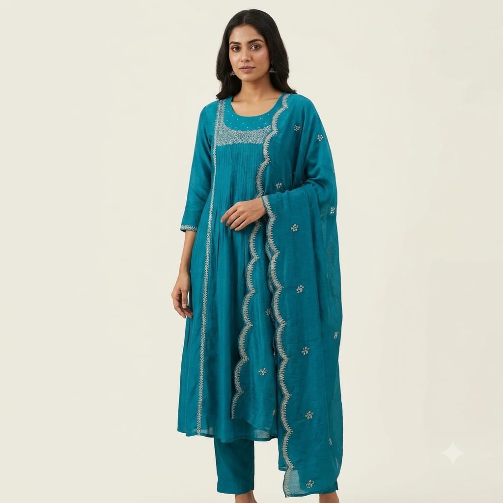 Blue Cotton Silk Salwar | 11395