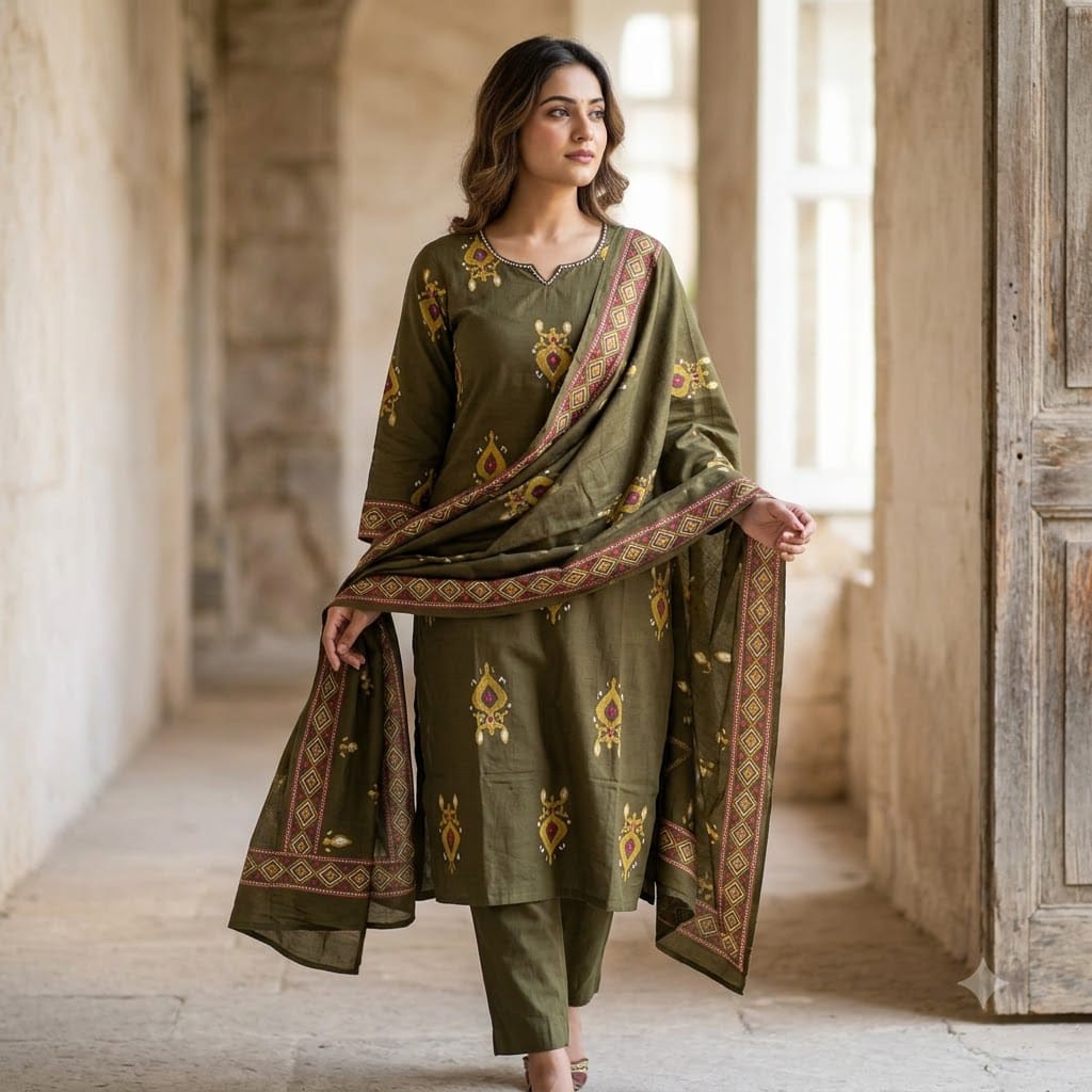 Green Cotton Salwar | 11344