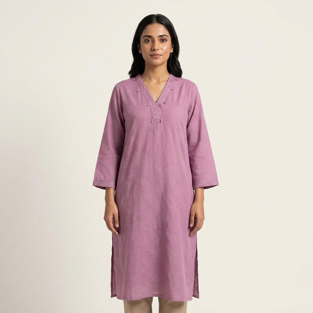 Dusty Rose Cotton Silk Kurti