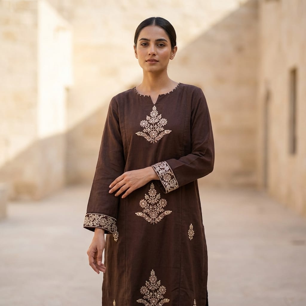 Brown Cotton Co-ord Set