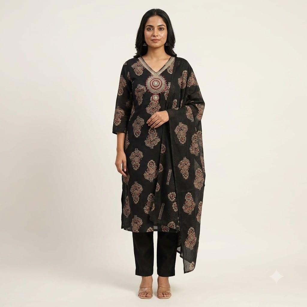 Black Cotton Silk Salwar | 11432