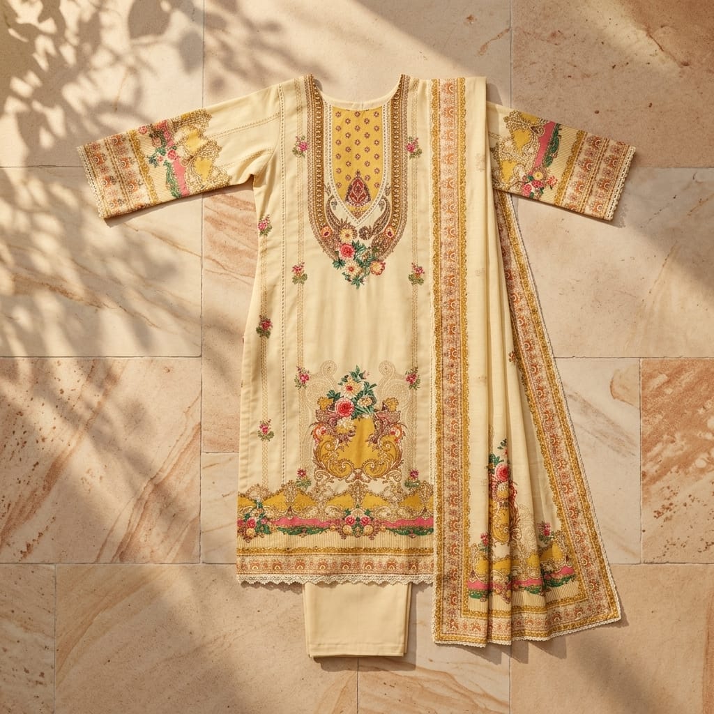 Beige Cotton Salwar