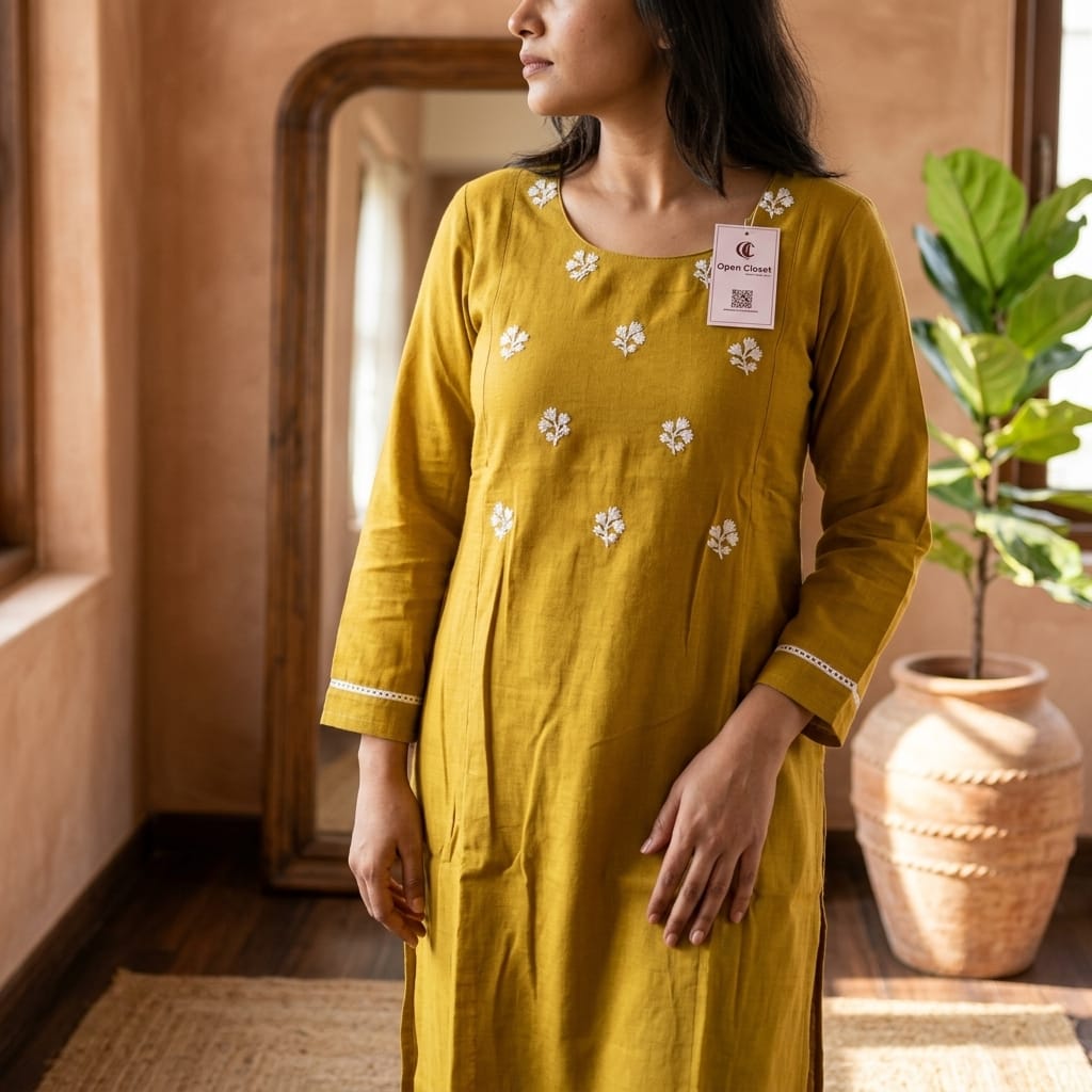Mustard Cotton Kurti