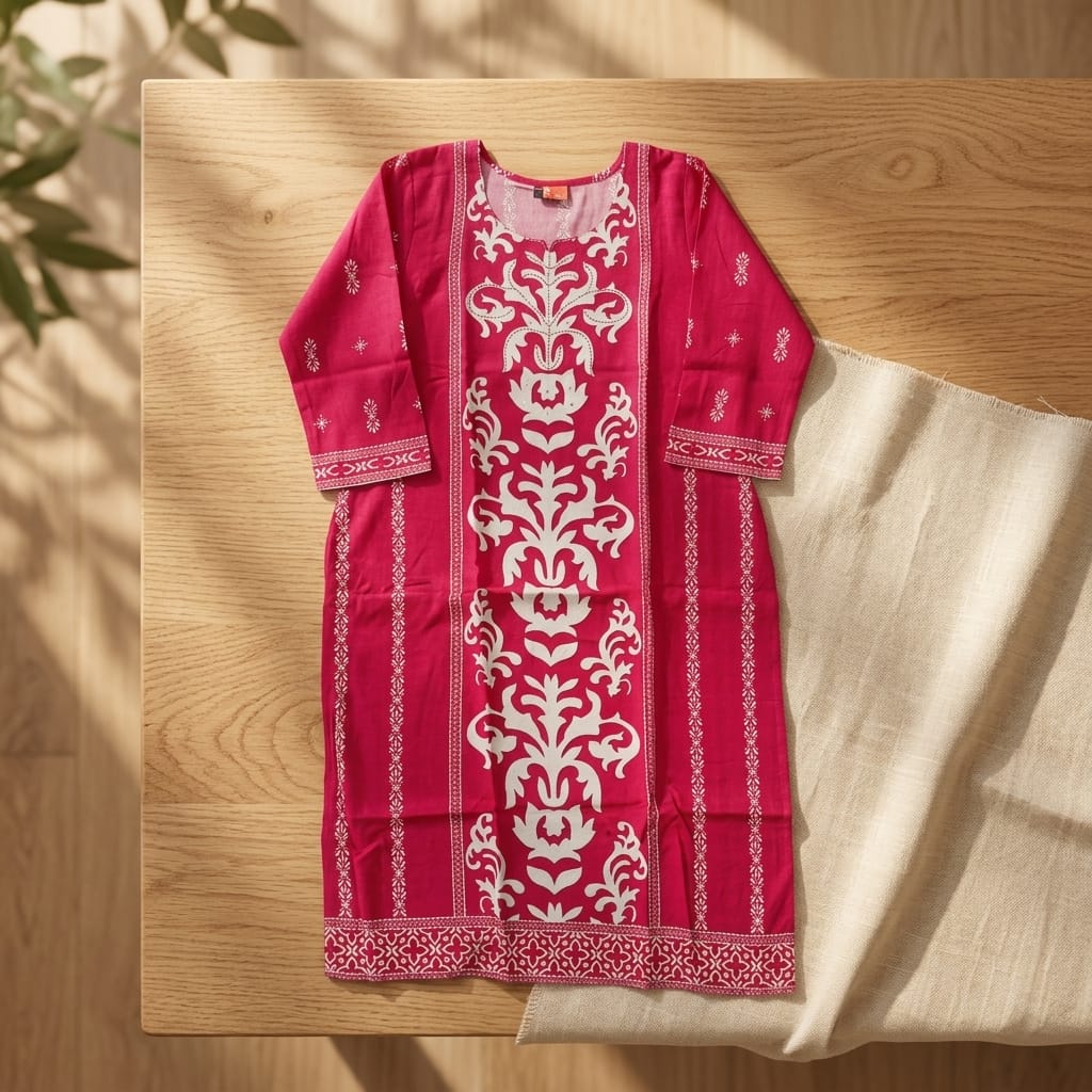 Pink Rayon Kurti