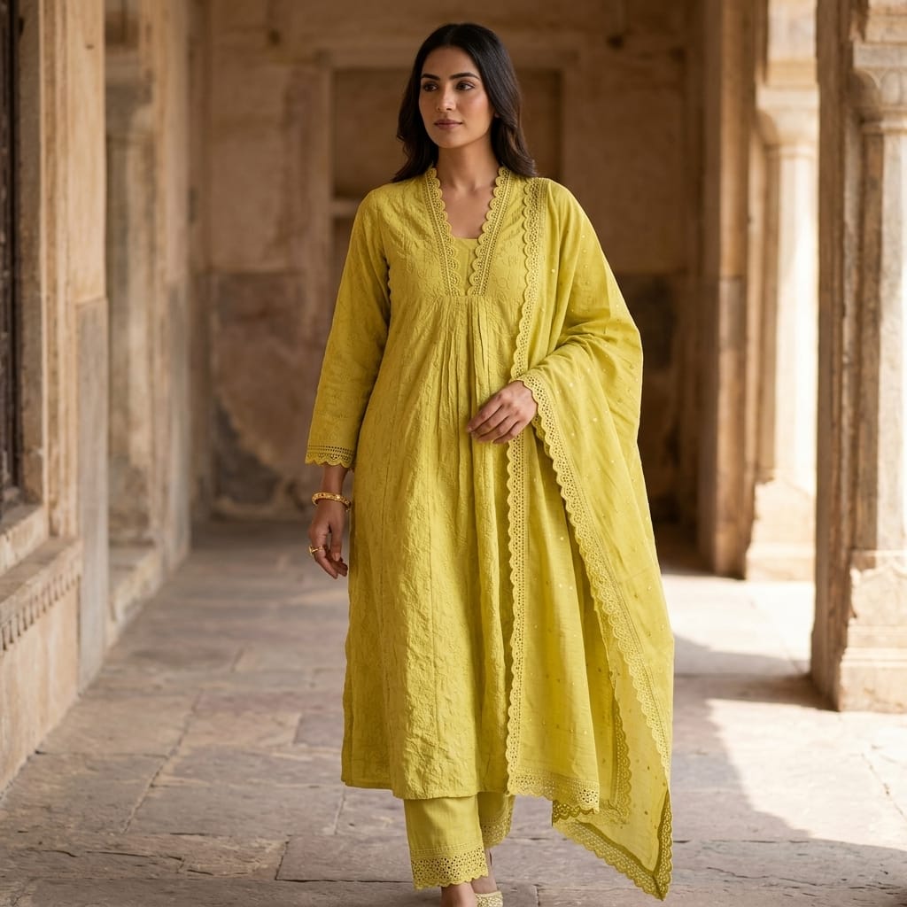 Lemon Yellow Cotton Salwar | 11309