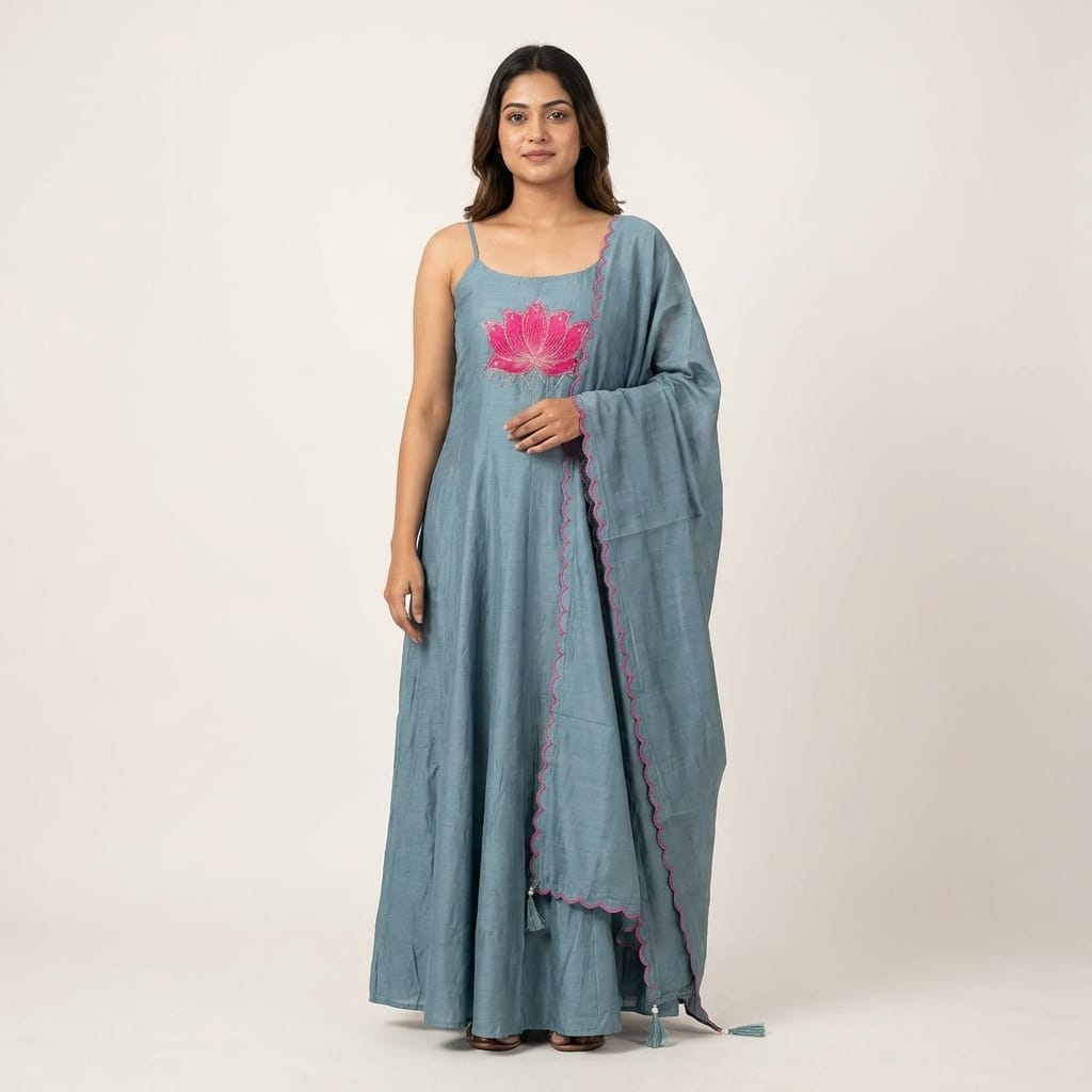 Blue Cotton Silk Salwar | 11284