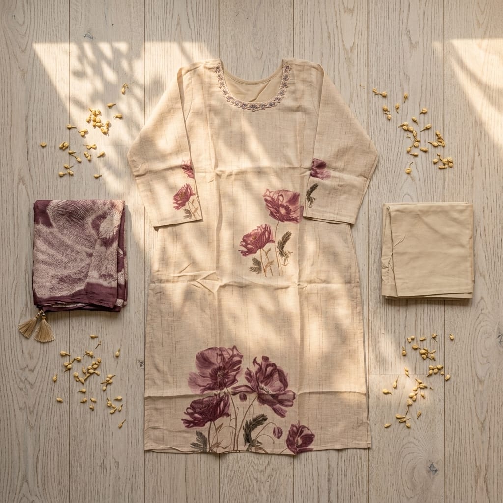 Beige Mull Chanderi Salwar| 11240