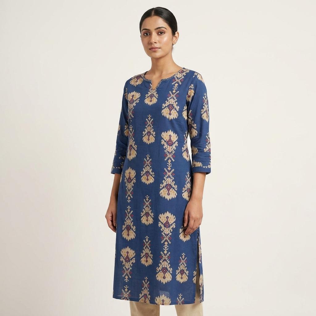 Blue Cotton Kurti