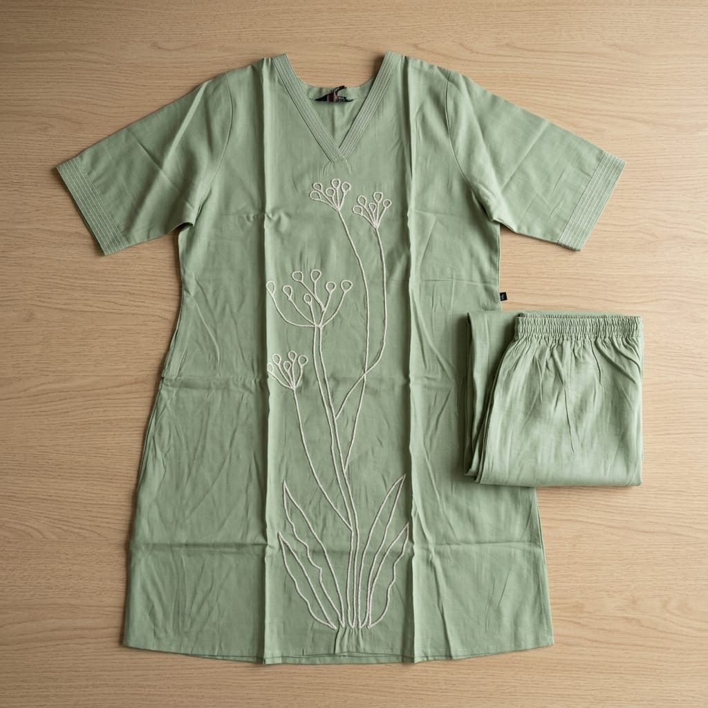 Olive Green Silk Co-ord Set
