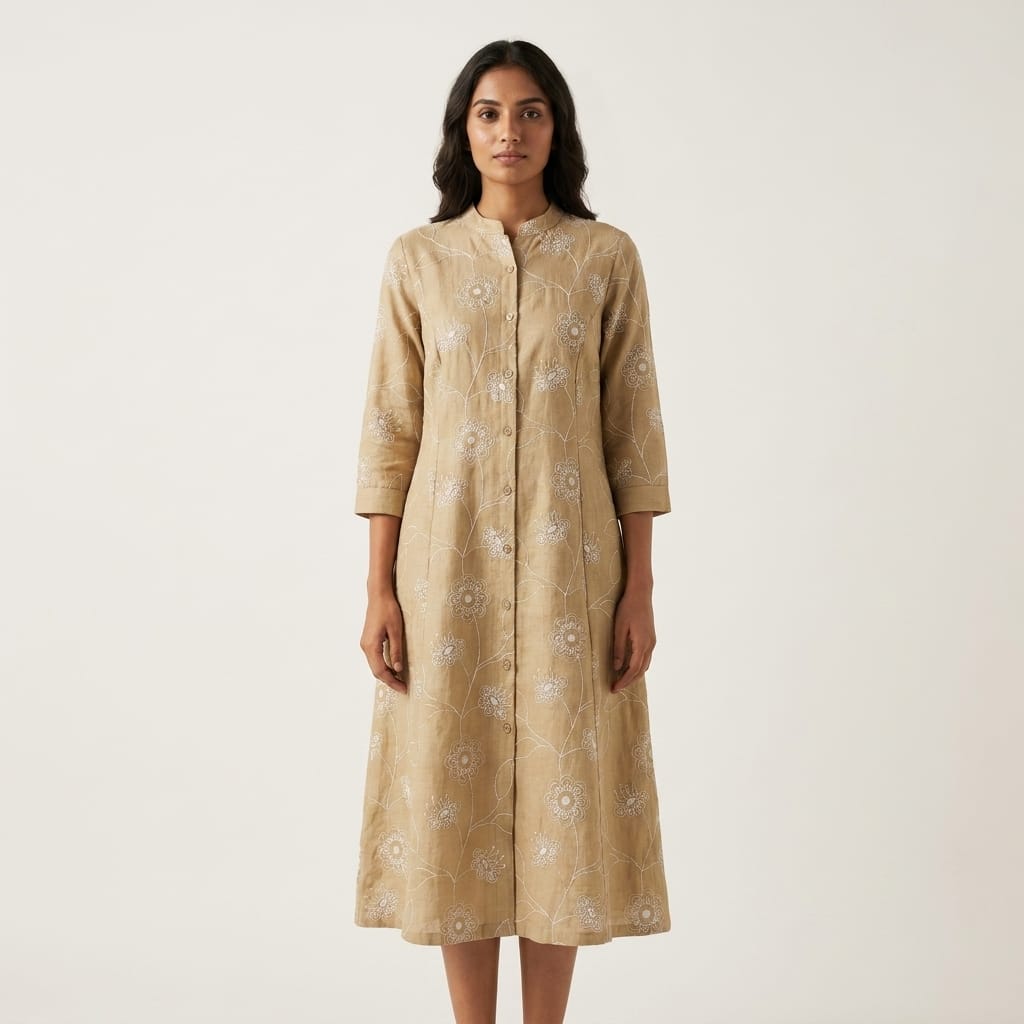 Taupe Cotton Silk Kurti