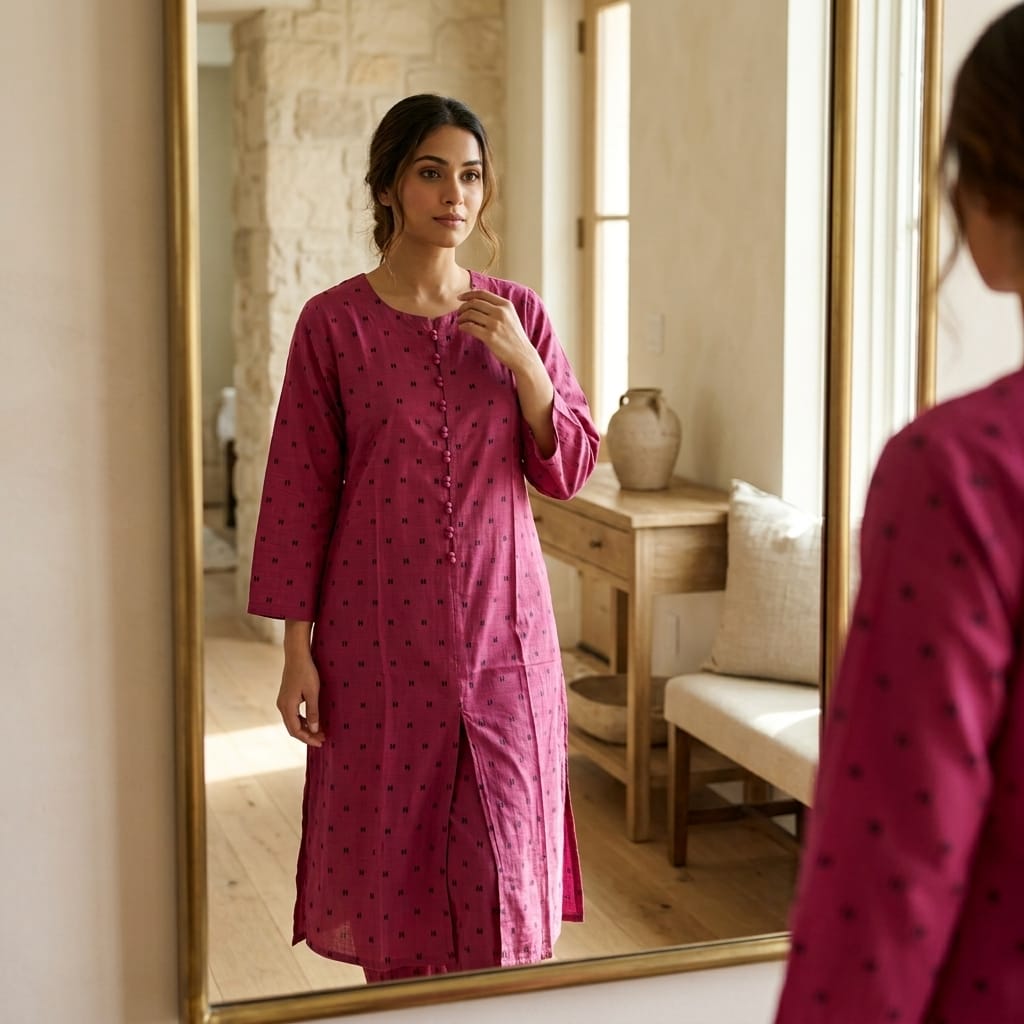 Plum Cotton Silk Co-ord Set