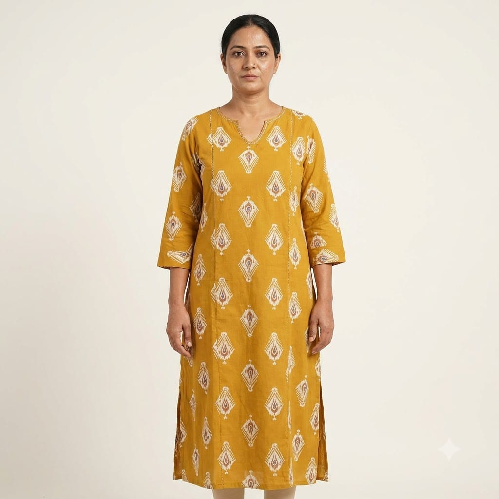 Mustard Cotton Kurti | 11452