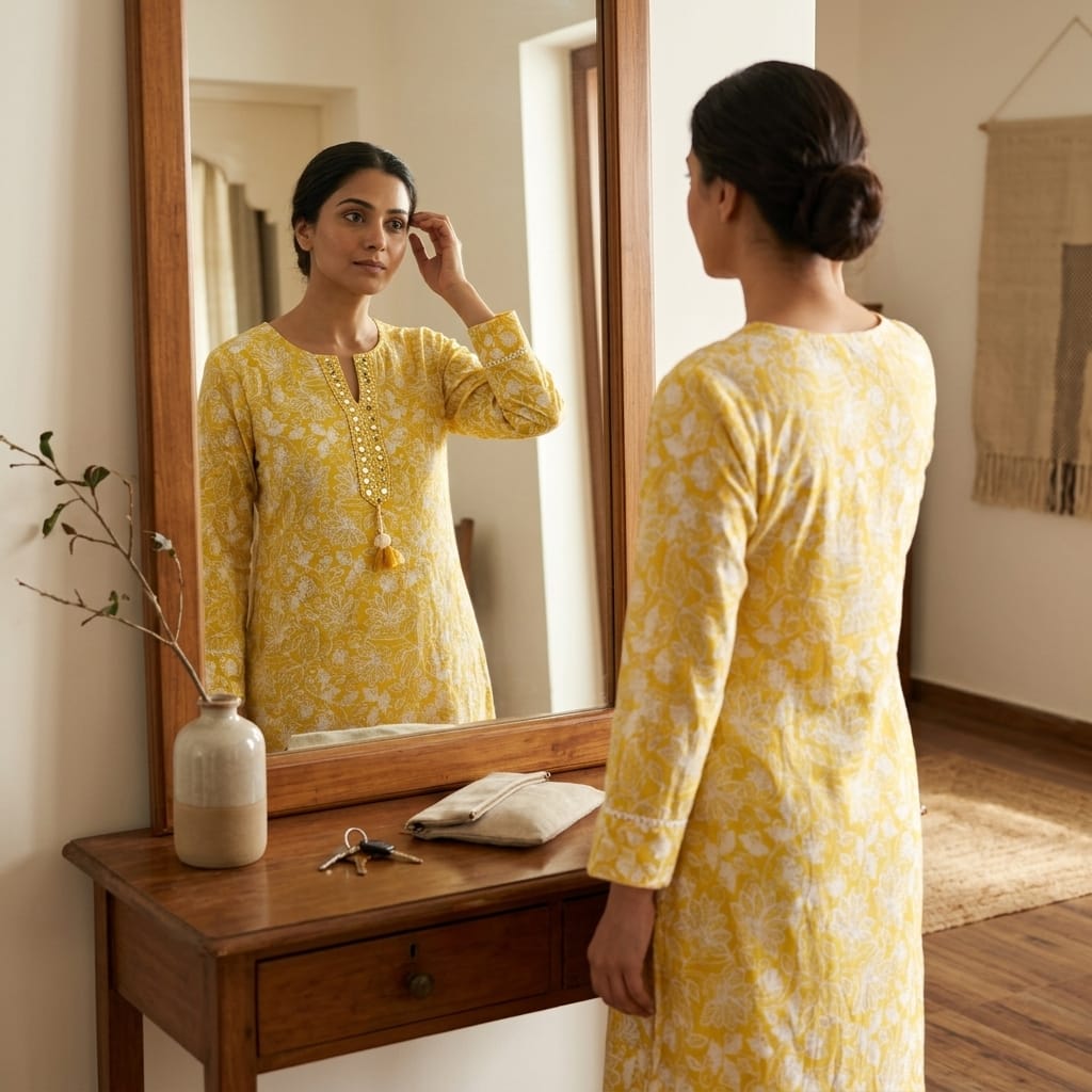 Yellow Cotton Kurti