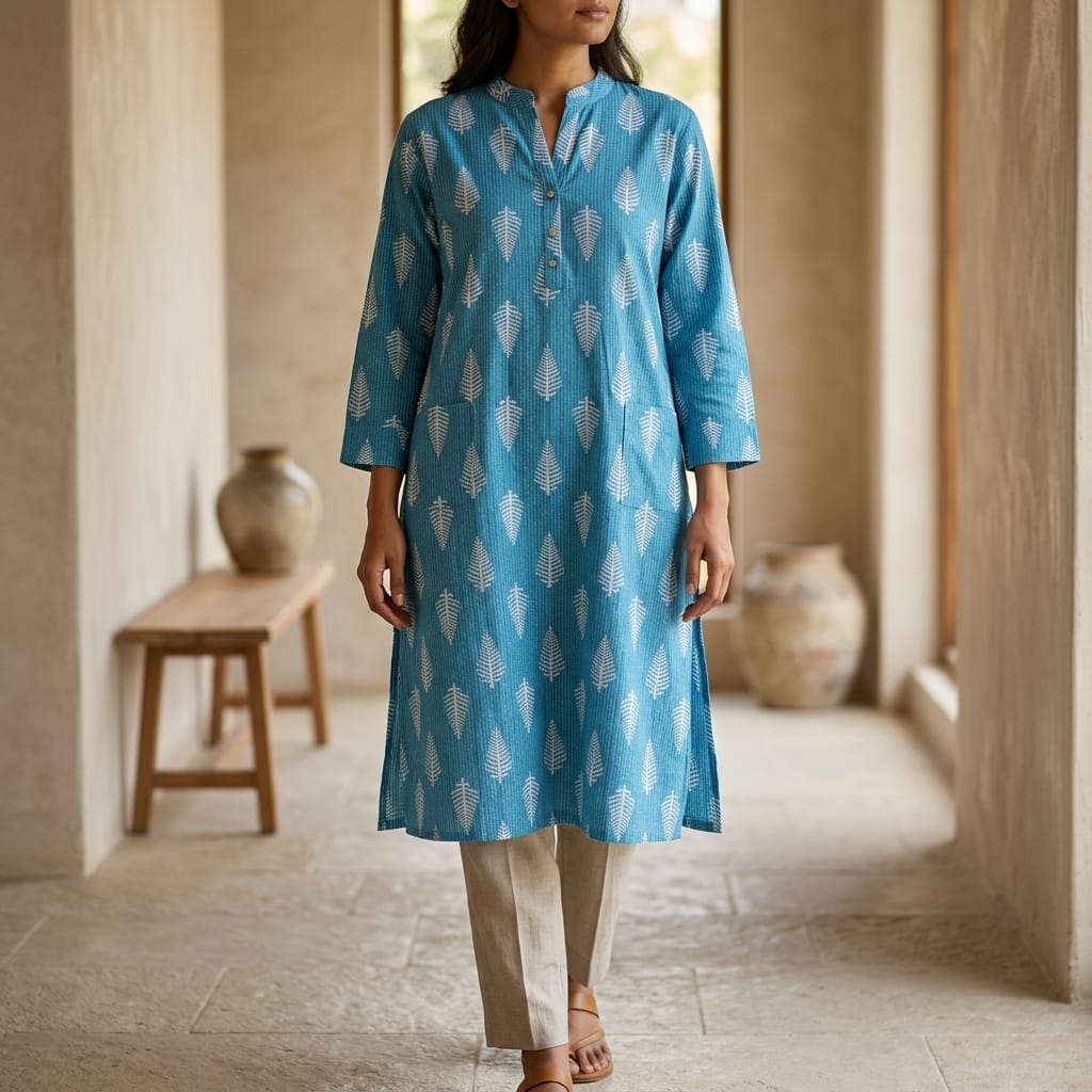 Blue Cotton Kurti
