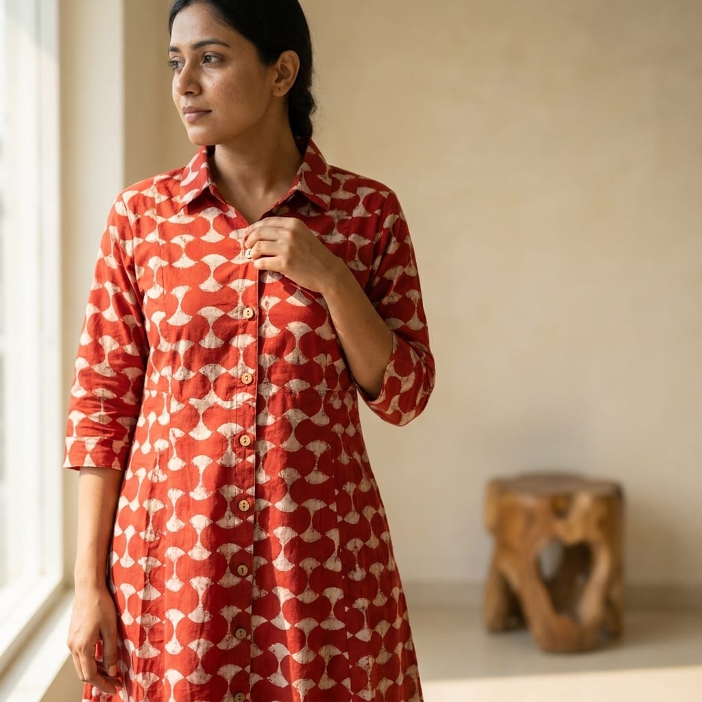 Orange Cotton Kurti