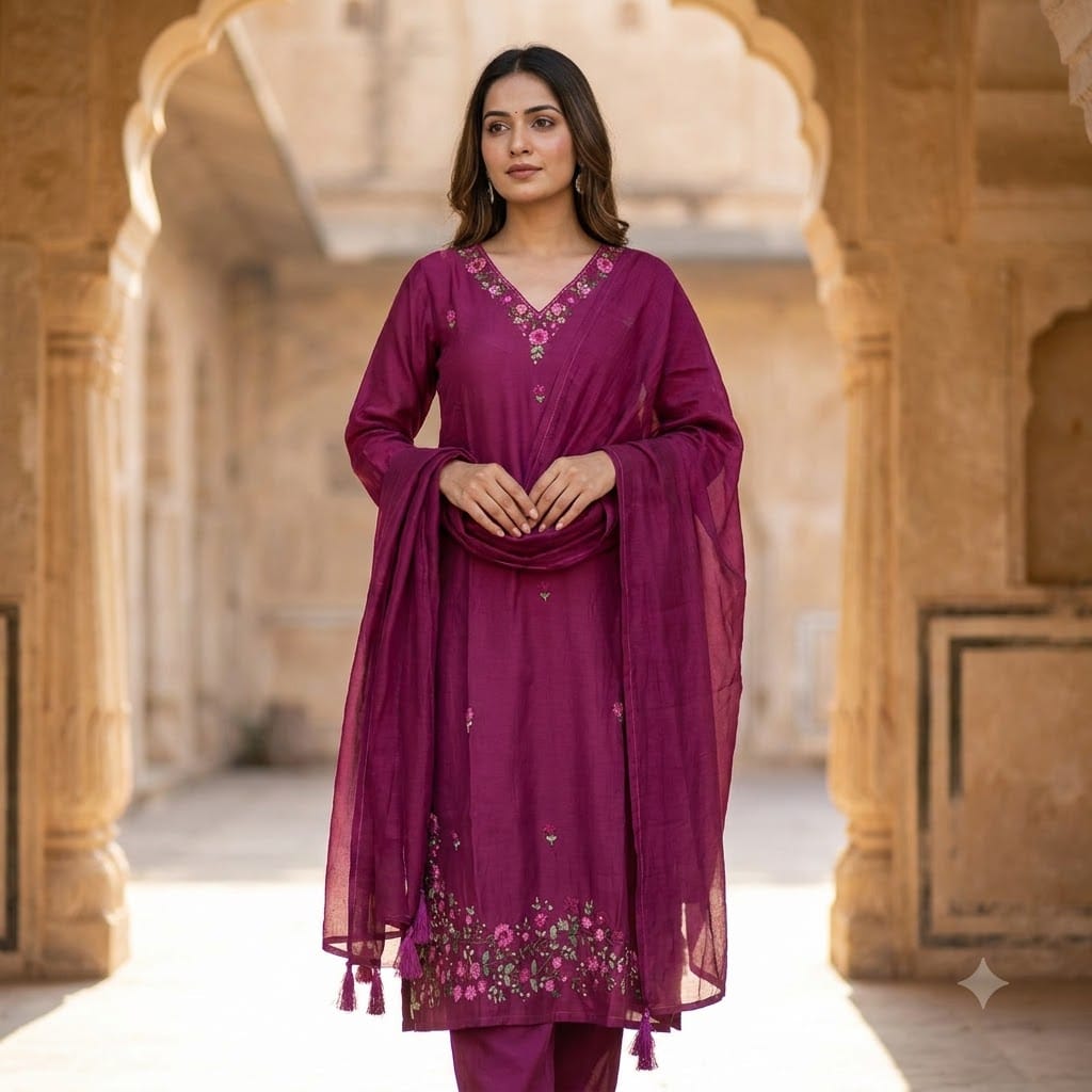 Magenta Chanderi Silk Salwar | 11378