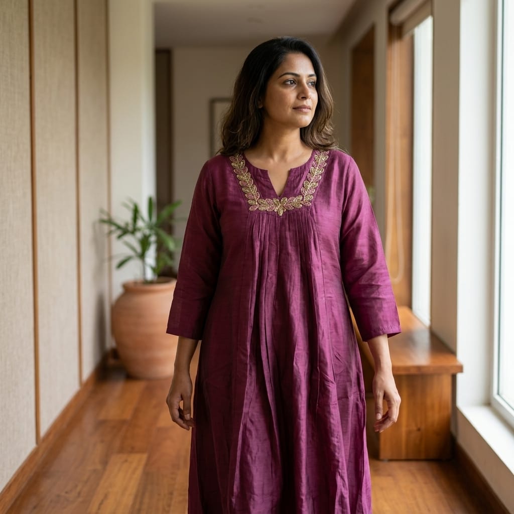 Mauve Cotton Silk Kurti