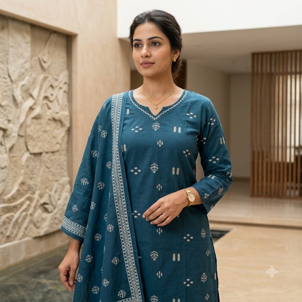 Cyan Cotton Salwar | 11430