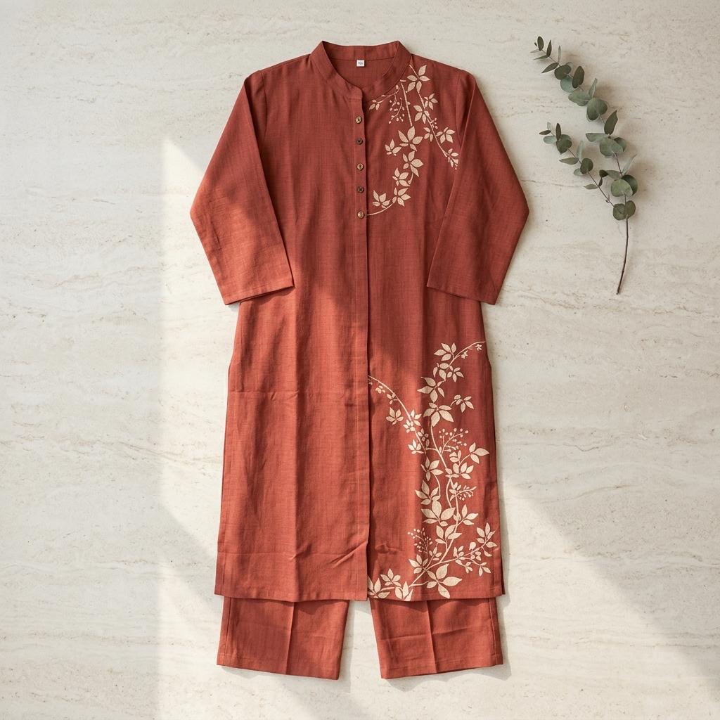 Rust Orange Rayon Co-ord Set