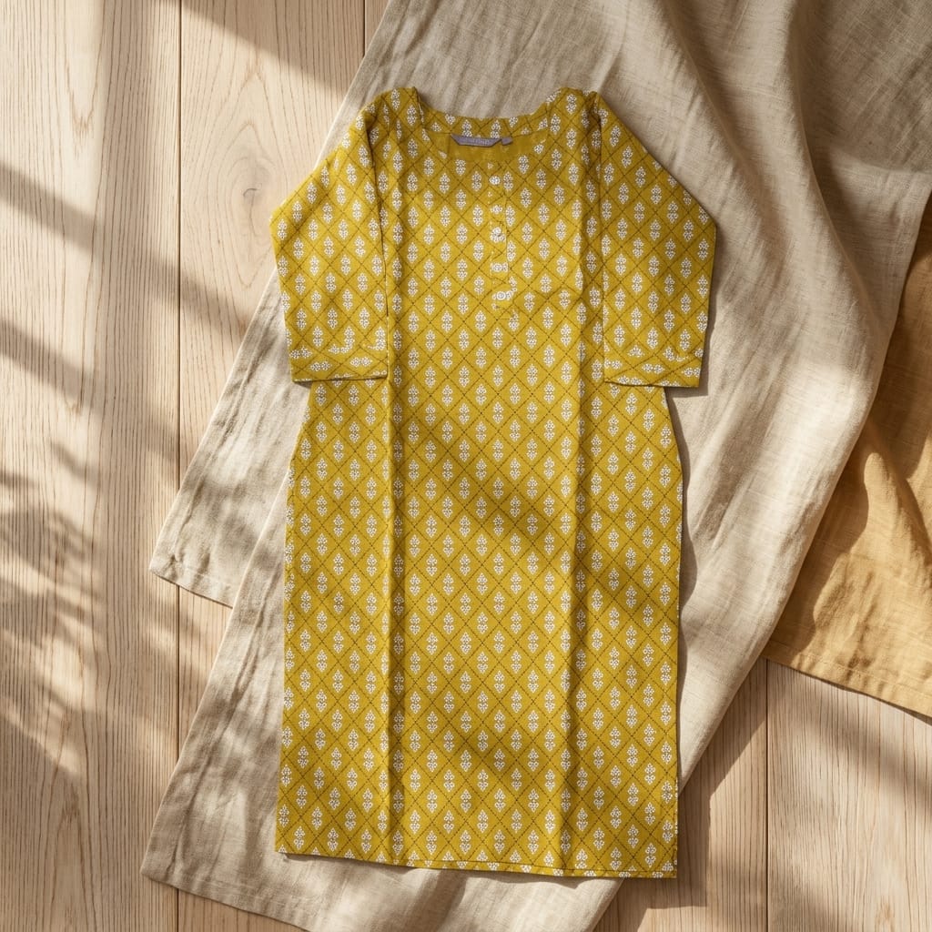 Mustard Rayon Kurti