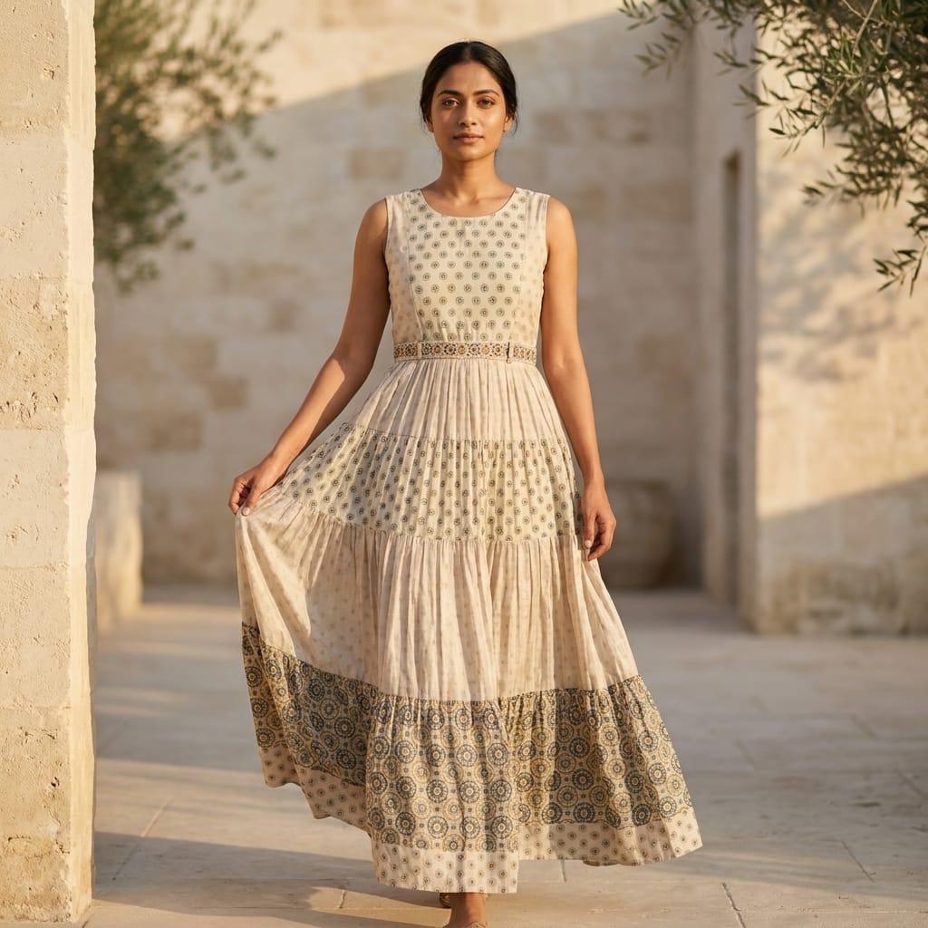 Beige Cotton Silk Top