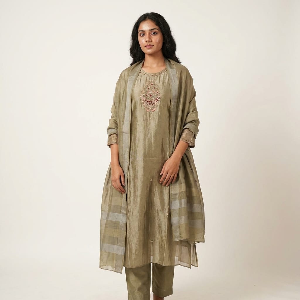 Beige Tissue Salwar