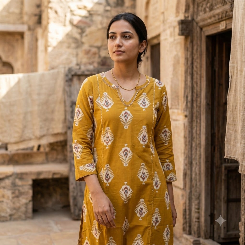 Mustard Cotton Kurti | 11452