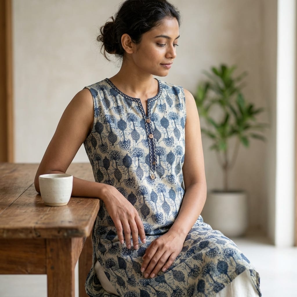 Beige Cotton Kurti