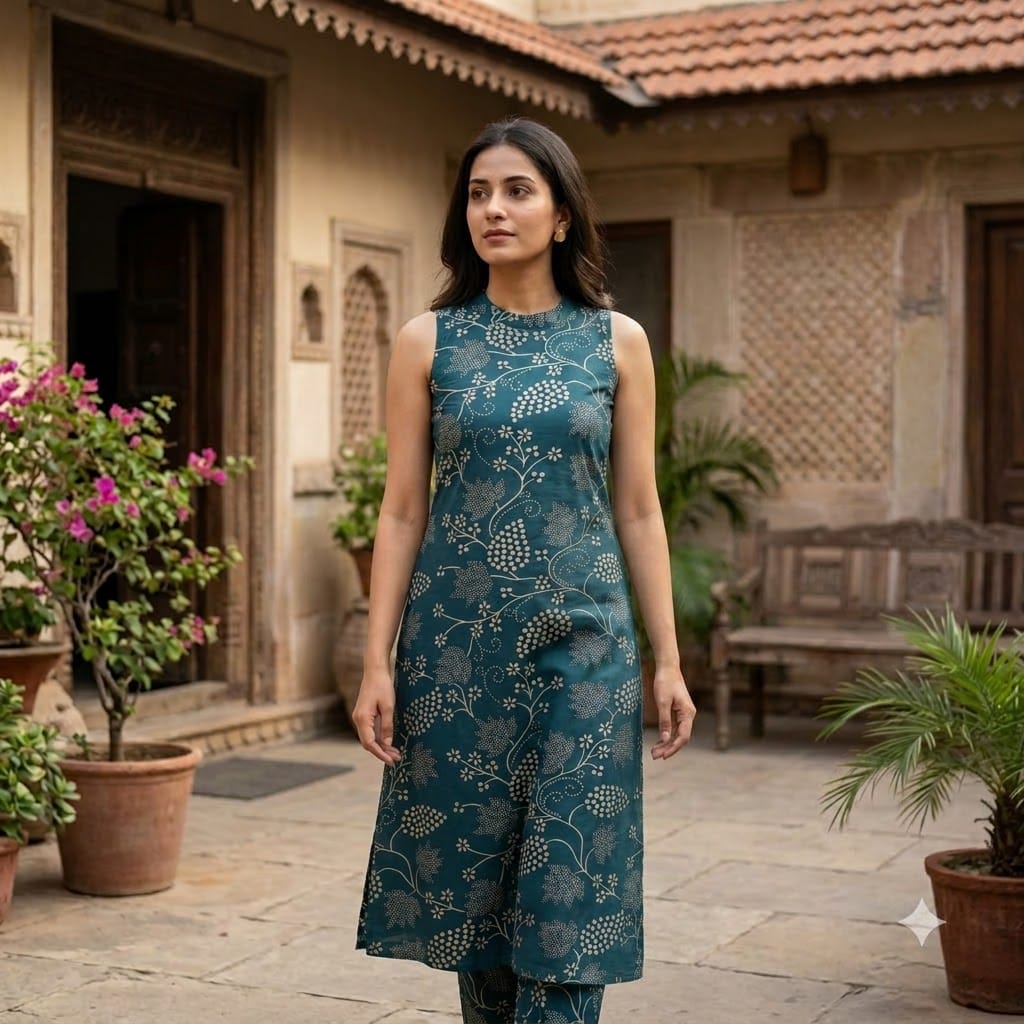 Cyan Cotton Co-ord Set | 11359