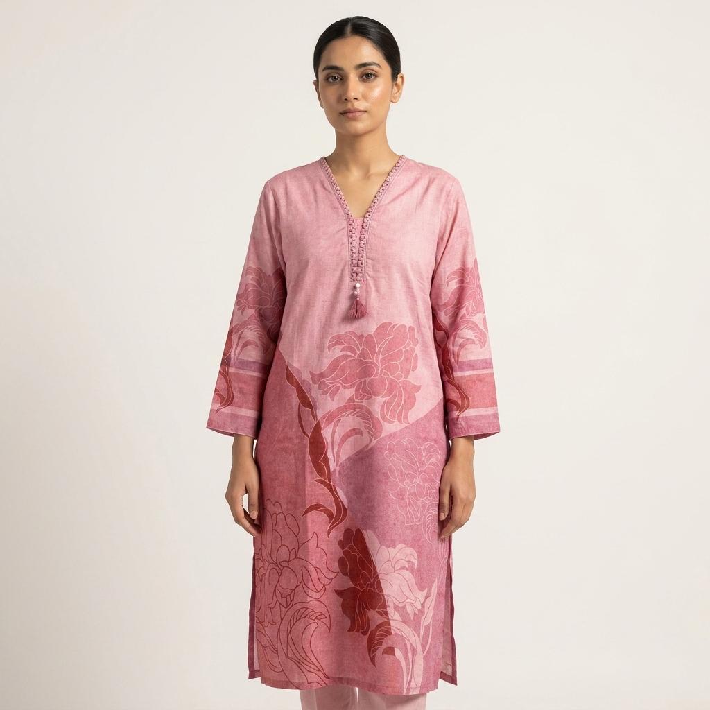 Pink Linen Kurti